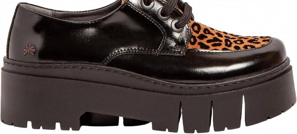 NEW THE ART COMPANY women's 1765 platform shoes in black shiny with leopard
